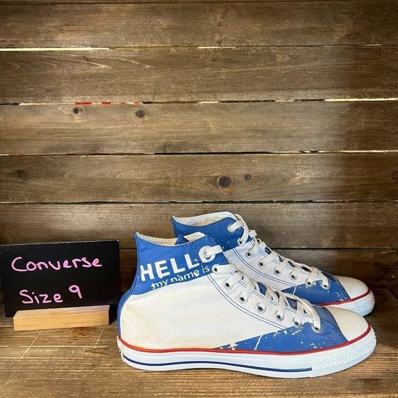 Mens Converse Chuck Taylor All Star Hello My Name Is High Top Shoes Sneakers 9 M - Picture 1 of 6